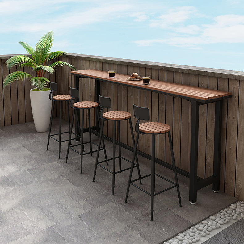 Modern Rectangle Outdoor Patio Bar Table Wood Natural Bistro Bar Height Cocktail Table