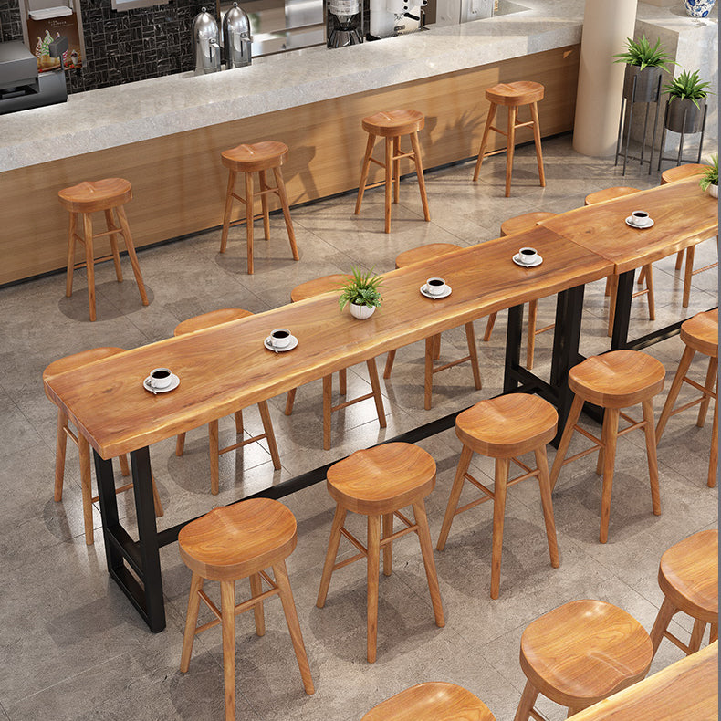Moderne café houten barhoogte cocktailtafel voetsteun met schouwteller wijntafel