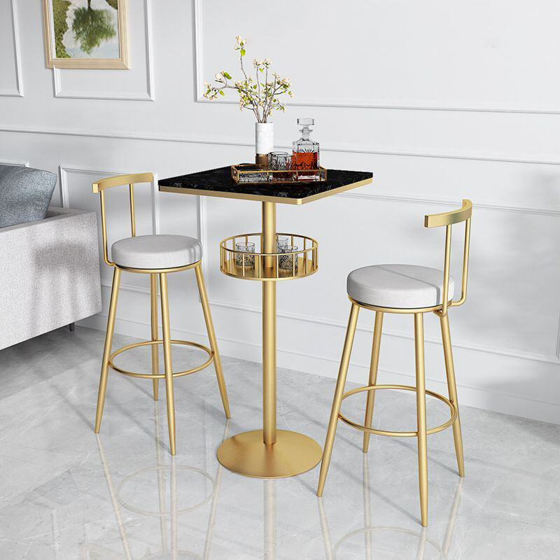 Glam faux marmeren bistro tafel indoor ijzer single voetstuk bar eettafel vaste tafel