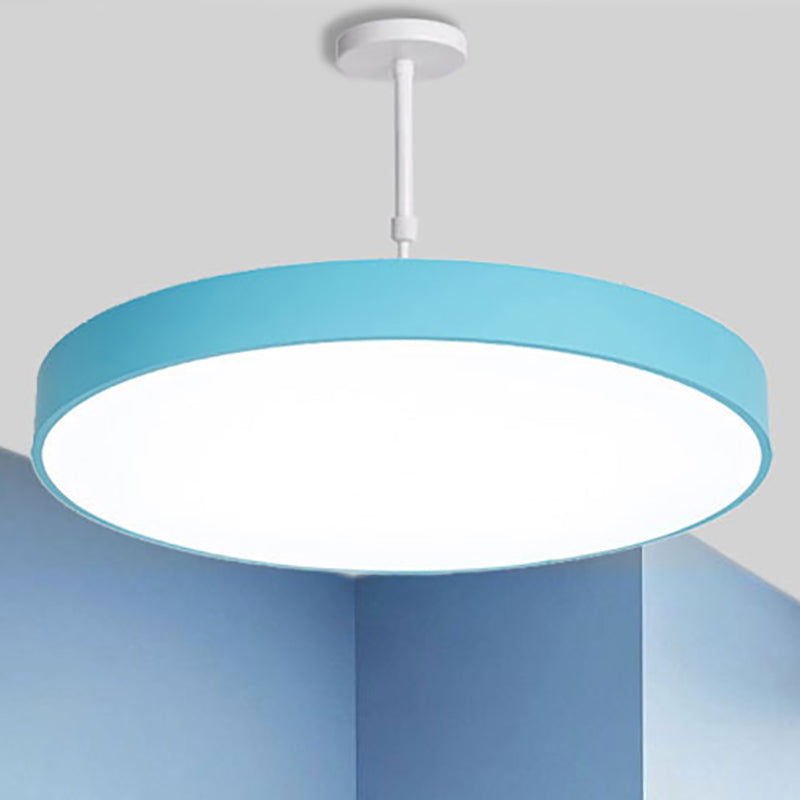 Veelkleurige ronde LED -hanglampverlichtingsarmatuur macaron metaal verstelbare suspensielamp