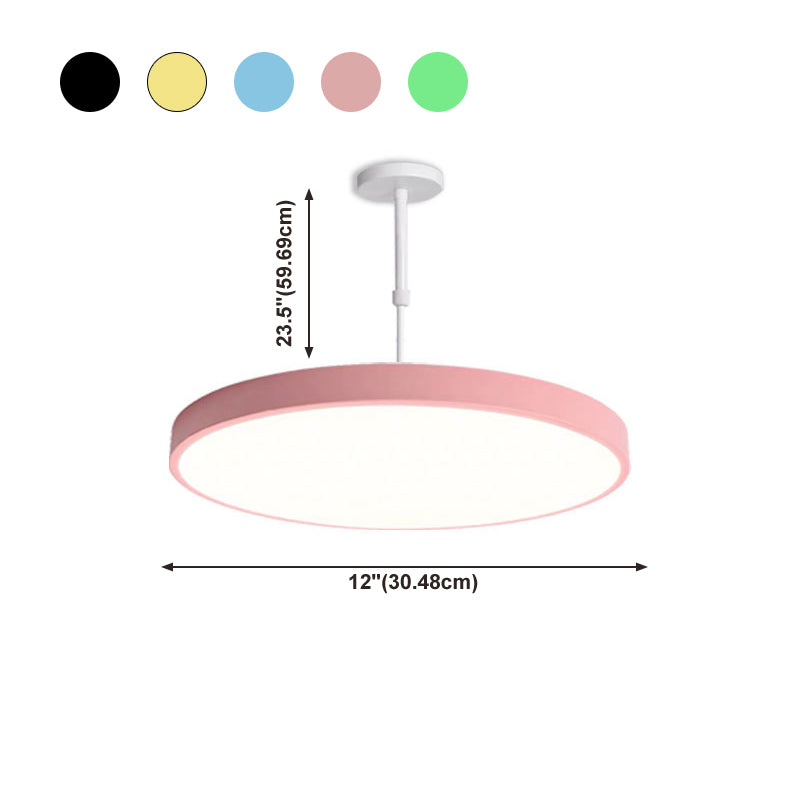 Veelkleurige ronde LED -hanglampverlichtingsarmatuur macaron metaal verstelbare suspensielamp