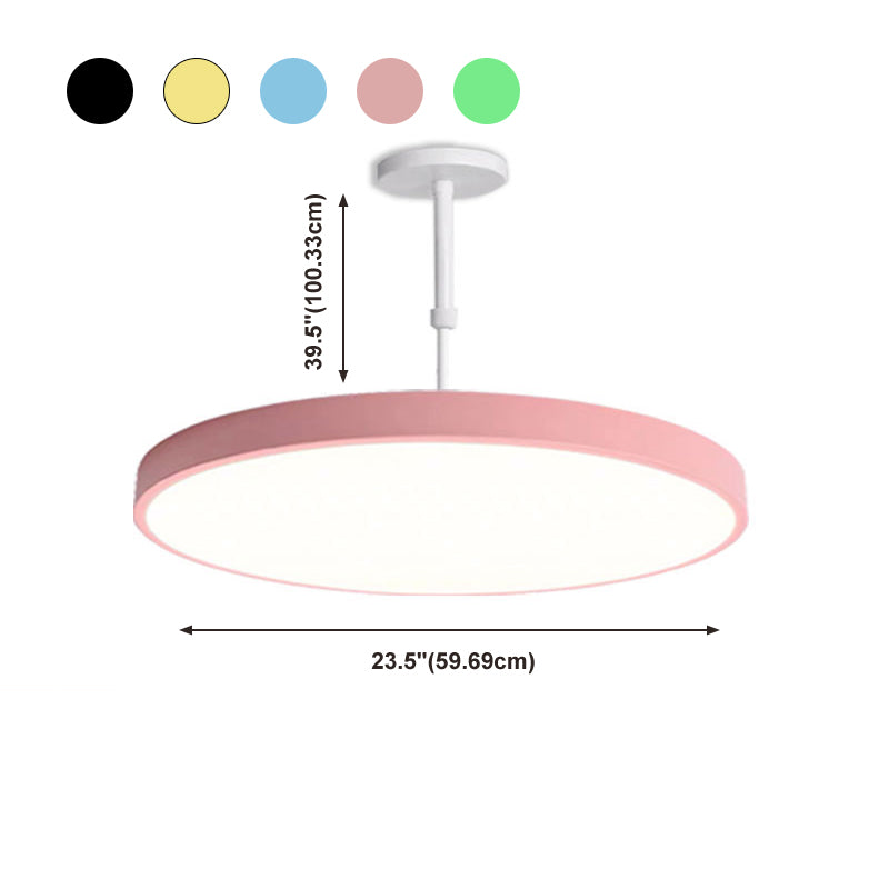 Veelkleurige ronde LED -hanglampverlichtingsarmatuur macaron metaal verstelbare suspensielamp