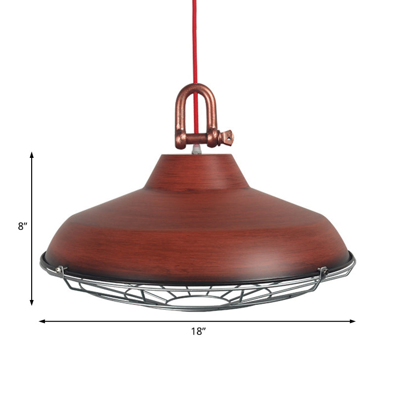 Metal Frame Pendant Lighting Fixture with Barn Shade Industrial 1 Bulb Living Room Hanging Lamp in White/Copper/Rust