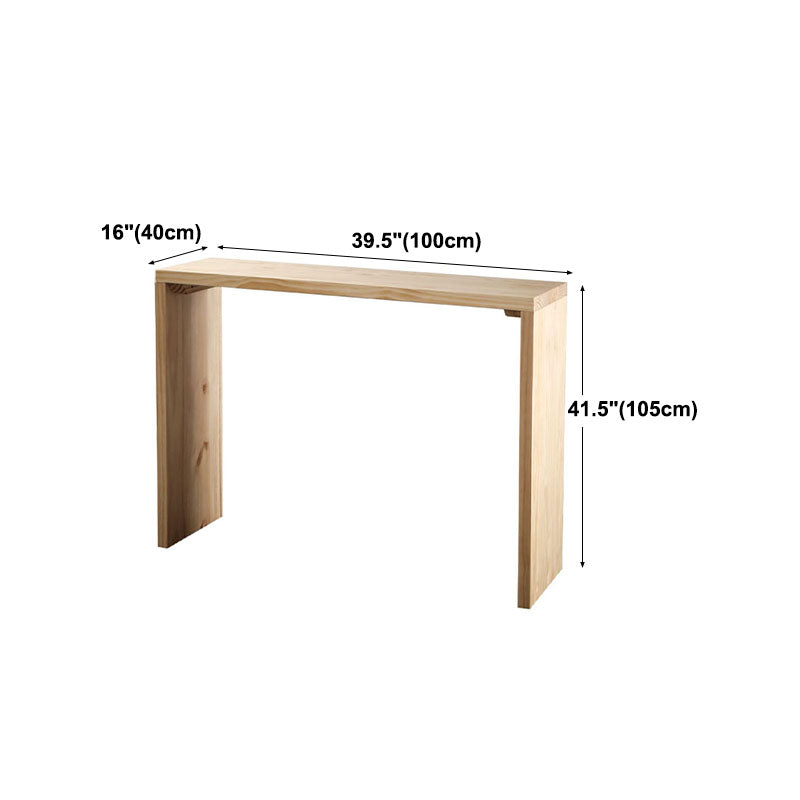 Rectangle Wood Top Counter Table Natural Color 42-inch Height Industrial Bar Table