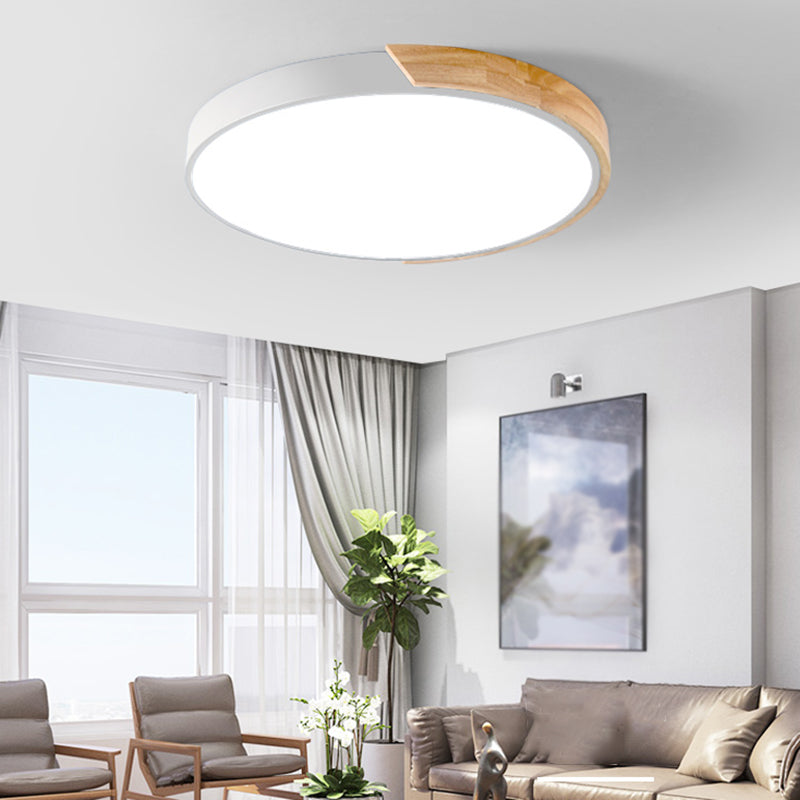 Round Shape LED Ceiling Lamp Macaroon Modern Iron 1-Light Flush Mount for Study