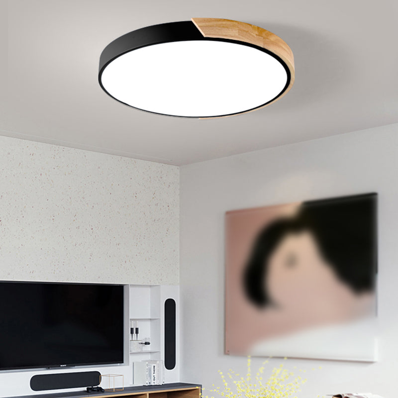 Round Shape LED Ceiling Lamp Macaroon Modern Iron 1-Light Flush Mount for Study