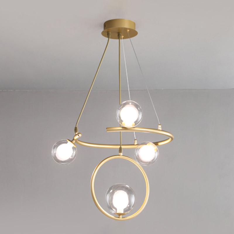 Lumière pendentielle du globe de verre dans le lustre en fer laqué pour la salle à manger de style créatif moderne pour la salle à manger