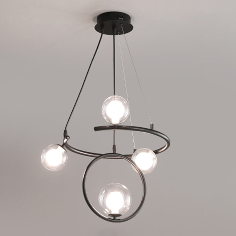 Lumière pendentielle du globe de verre dans le lustre en fer laqué pour la salle à manger de style créatif moderne pour la salle à manger