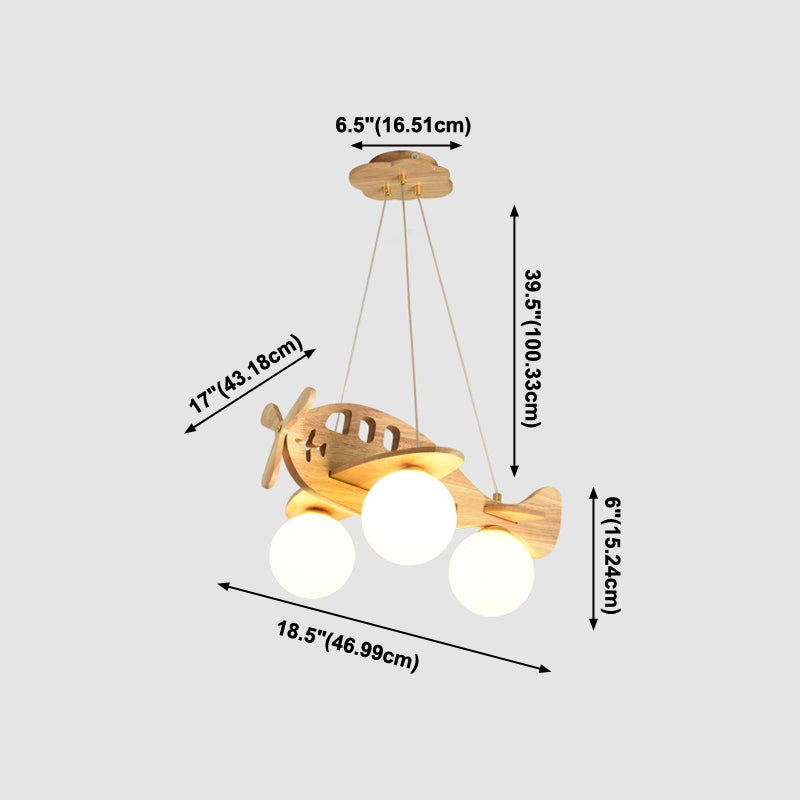 Lustre artistique moderne lustre en bois lampe suspendue intérieure avec nuance en verre blanc