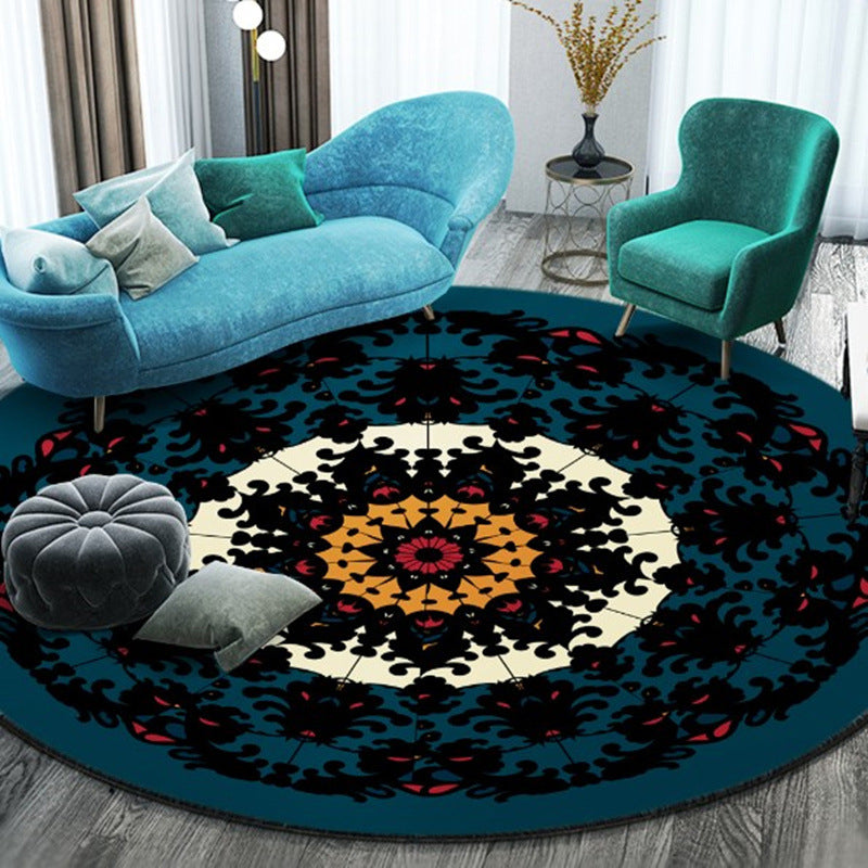 Bohemian Round Rug Polyester Rug Stain Resistant Rug for Living Room Bedroom