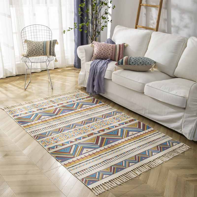 Retro tapijt Ameicana patroon katoen blend tapijt rand ontwerper tapijt voor woningdecoratie