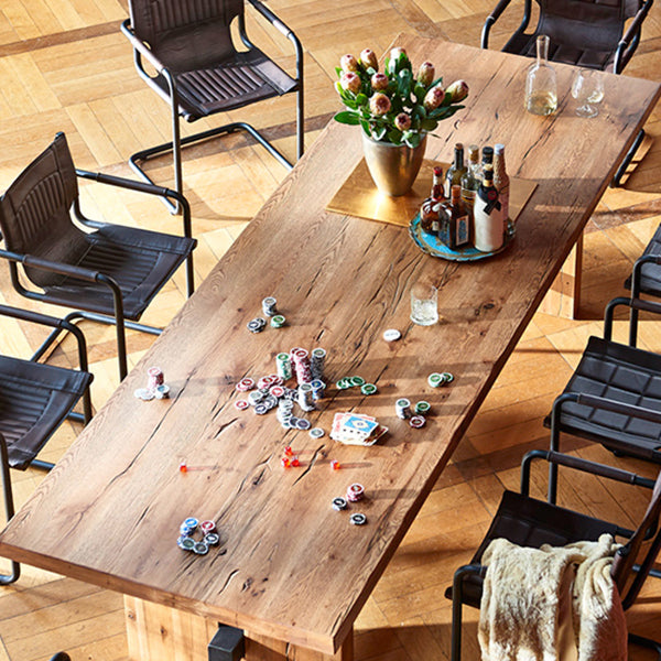 Rechthoek industriële tafel dennen vaste houten top binnen tafel met schroefbasis