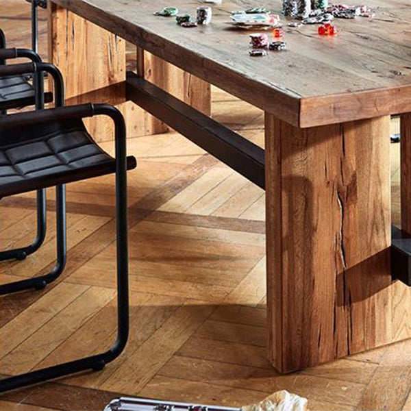 Rectangle Industrial Table Pine Solid Wood Top Indoor Table with Trestle base