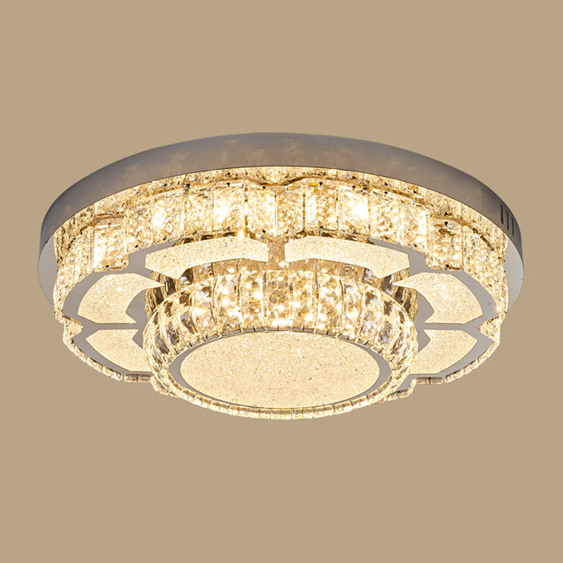 Modern Simple Style Ceiling Lamp Stainless Steel Crystal LED Flush Mount for Living Room