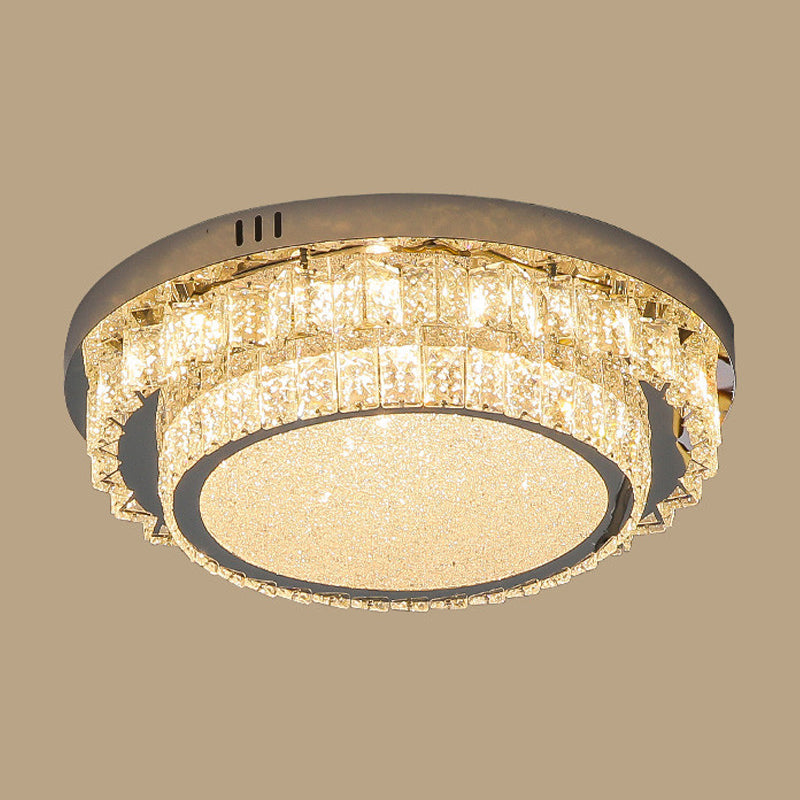 Modern Simple Style Ceiling Lamp Stainless Steel Crystal LED Flush Mount for Living Room