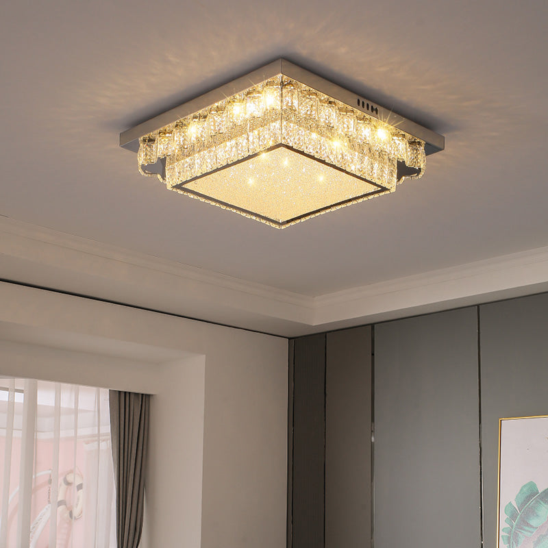 Lampada da soffitto moderna in stile semplice in acciaio inossidabile cristallo LED da incasso per soggiorno