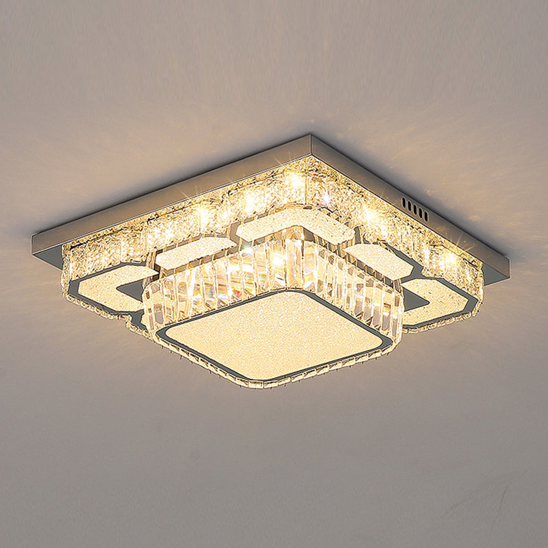 Modern Simple Style Ceiling Lamp Stainless Steel Crystal LED Flush Mount for Living Room