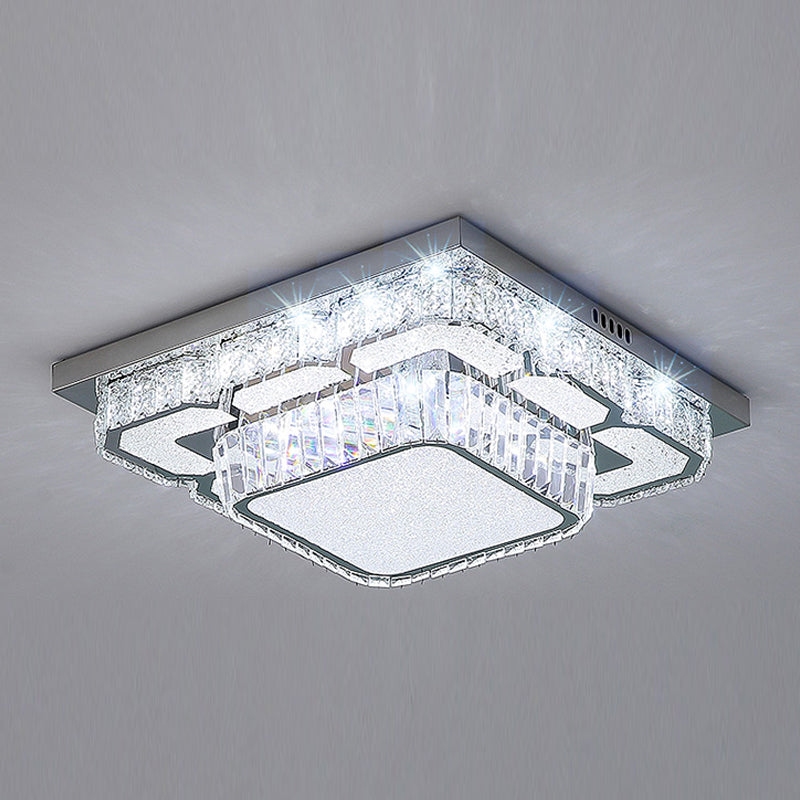 Lampada da soffitto moderna in stile semplice in acciaio inossidabile cristallo LED da incasso per soggiorno