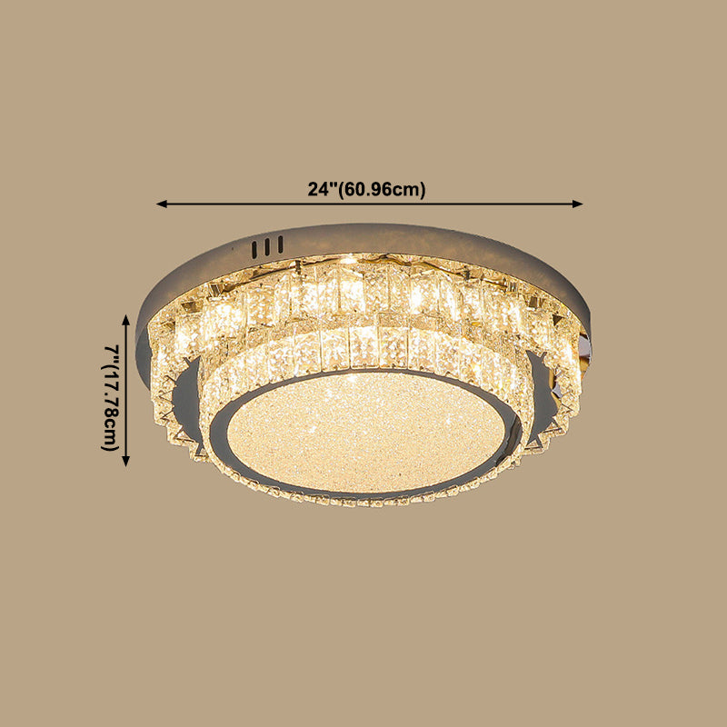 Modern Simple Style Ceiling Lamp Stainless Steel Crystal LED Flush Mount for Living Room