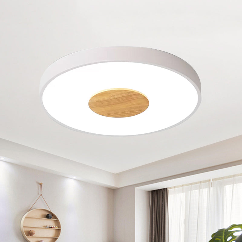 Circulair Flush Plafond Mount Licht Nordic Metal Zwart/Grijs/Wit LED Slaapkamer Plafond Mount Flush met Acryl Diffuser, 12"/16"/19.5" Dia