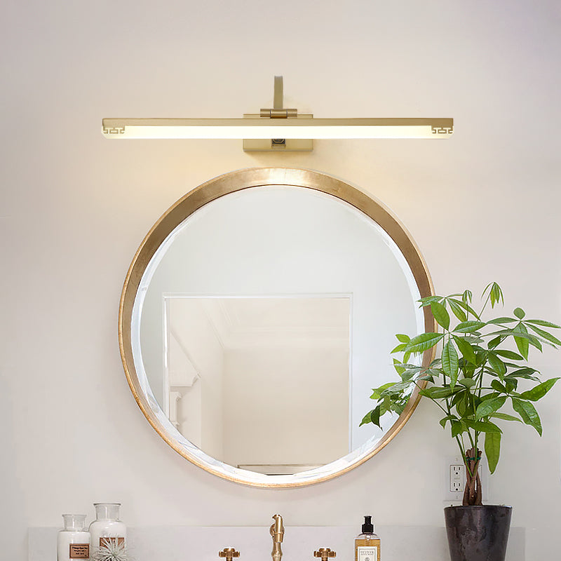 Linear Shape Metal Mirror Wall Lighting Modern Single Light Wall Mounted Lighting in Brass