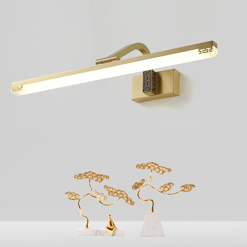 Linear Shape Metal Mirror Wall Lighting Modern Single Light Wall Mounted Lighting in Brass