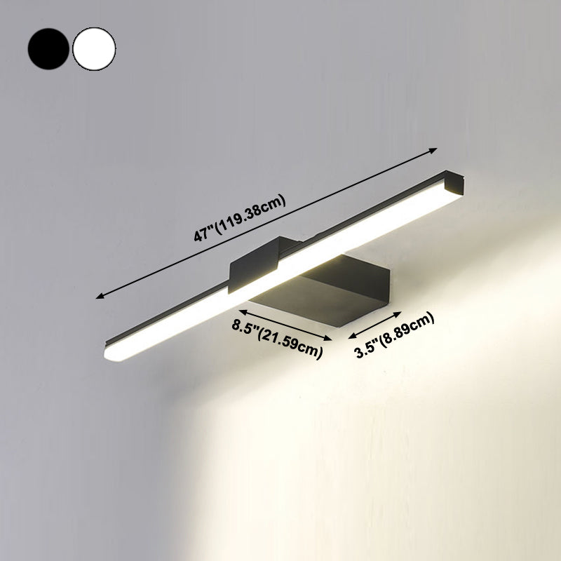 Iluminación de pared de espejo de metal de forma lineal iluminación moderna de pared de 1 luces