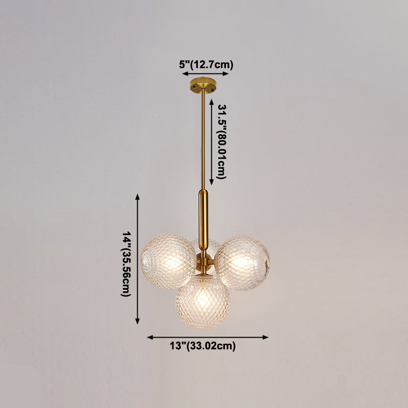 4 luces colgantes de globo de luz modernismo accesorios de iluminación colgante de vidrio