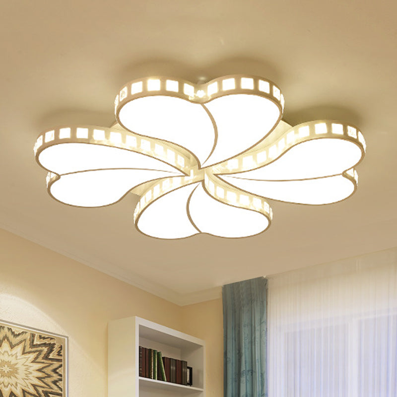 White Petal Flush Ceiling Light Contemporary Metal 20,5 "/24.5" /28 " Wide LED Ceiling Light for Living Room with Acrylic Shade