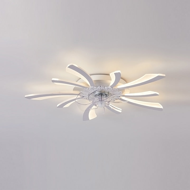 Nordic Metal Ceiling Fan Lamp Multi-Head Flush Mount Light Fixture with ABS Fan Blade