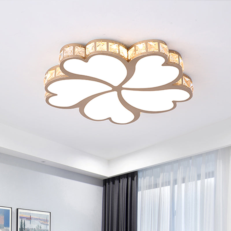 Nordic Clover Flush Mount Ceiling Light with Crystal Shade Black/White/Gold LED Bedroom Ceiling Flush Mount Light