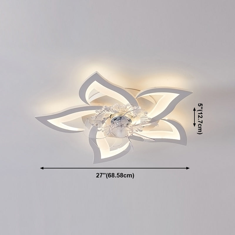 Nordic Metal Ceiling Fan Lamp Multi-Head Flush Mount Light Fixture with ABS Fan Blade