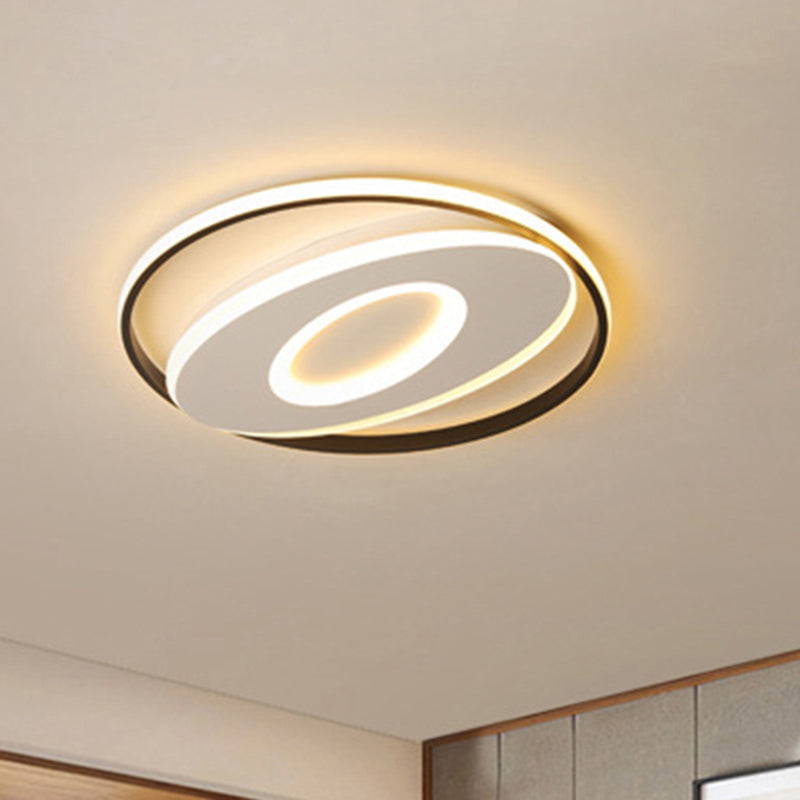 Oval Flush Light with Orbit Design Simple Acrylique LED Chambre Ceiling Lighting in Warm / White 16 "/19.5" /23.5 " Wide