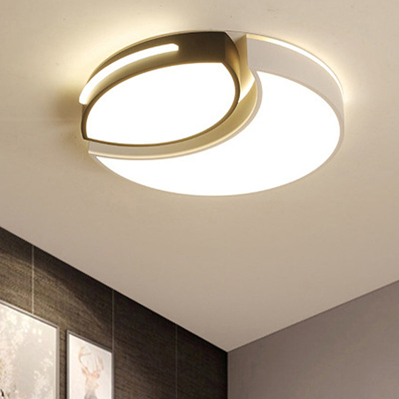 LED Flush Mount Slaapkamer met Circulaire Acryl Shade Zwart en Wit Plafond Flush in Warm/Wit, 16"/19.5"/23.5" Dia