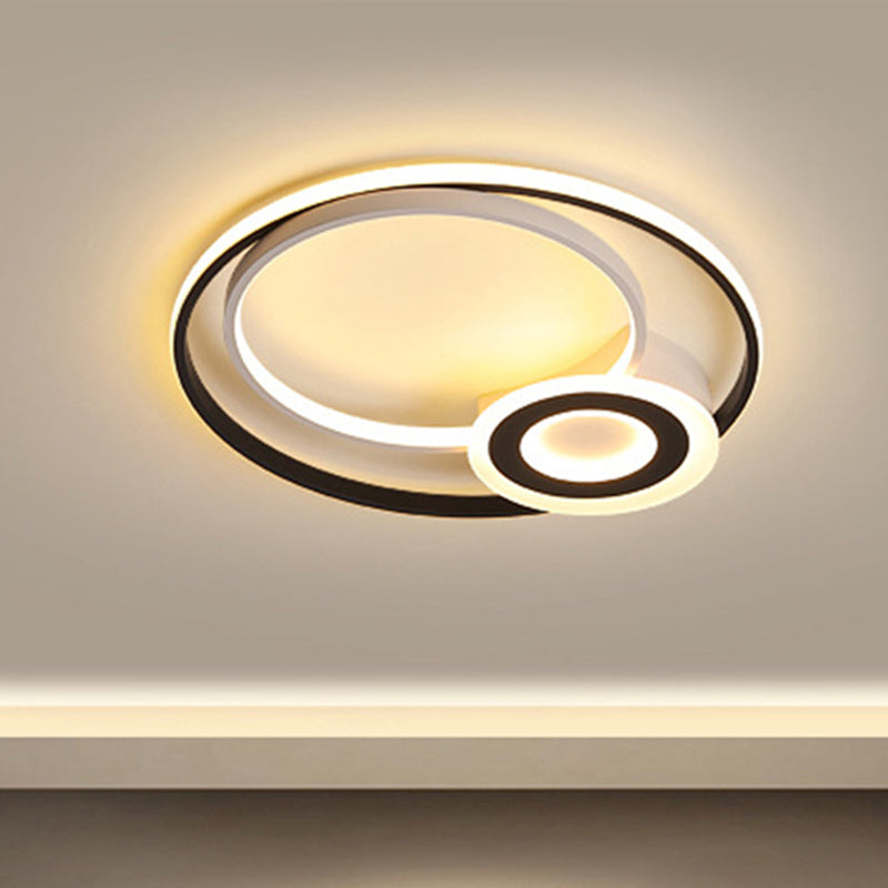 Multi Ringen Flush Mount Nordic Acryl Zwart en Wit 16 "/19.5" /23.5 " Dia Integrated LED Ceiling Fixture voor slaapkamer in warm/wit