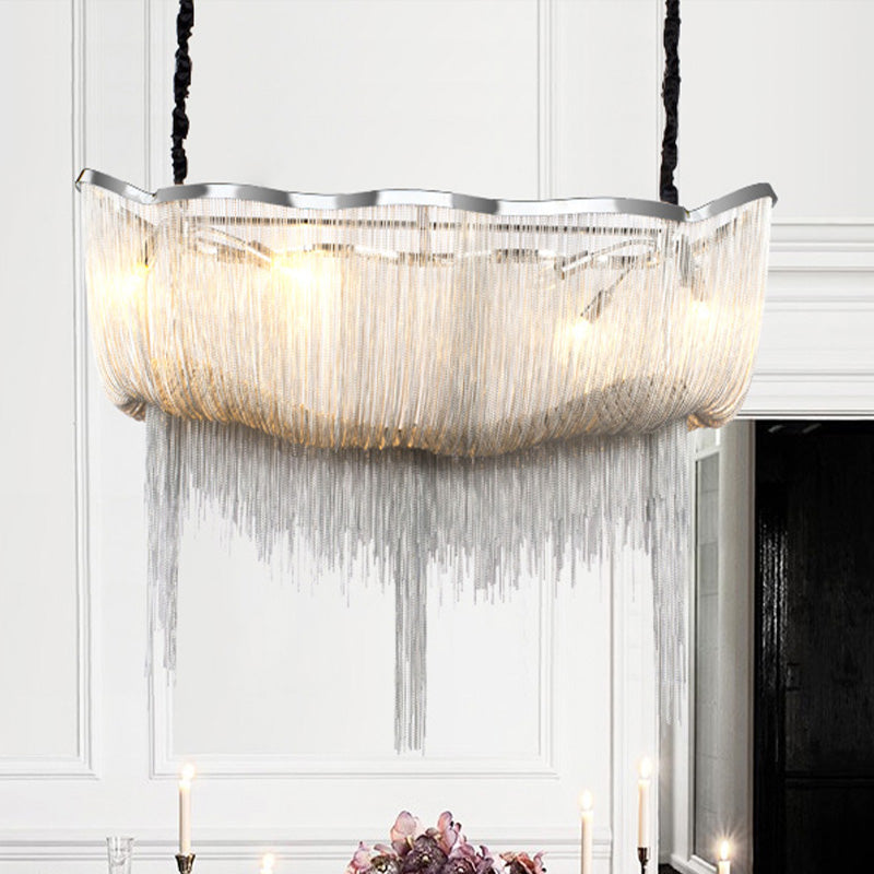 Tassel Empire Chandelier Modern Nordic Style Metal 12 Lights Gold/Silver Hanging Light Fixture