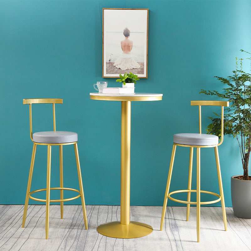 Glam Round Faux Marble Bistro Table Indoor Gold Iron Bar eettafel met enkel voetstuk