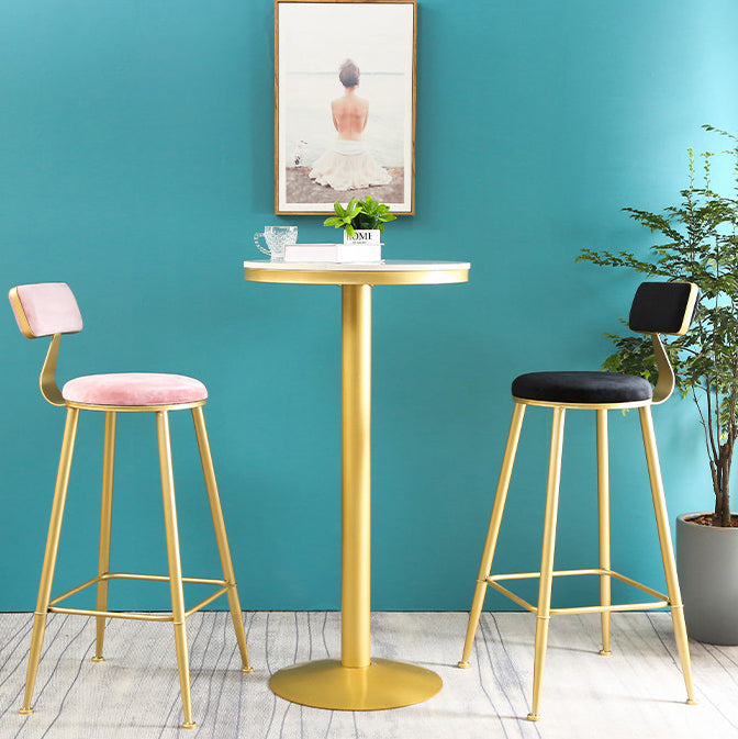 Glam Round Faux Marble Bistro Table Indoor Gold Iron Bar eettafel met enkel voetstuk