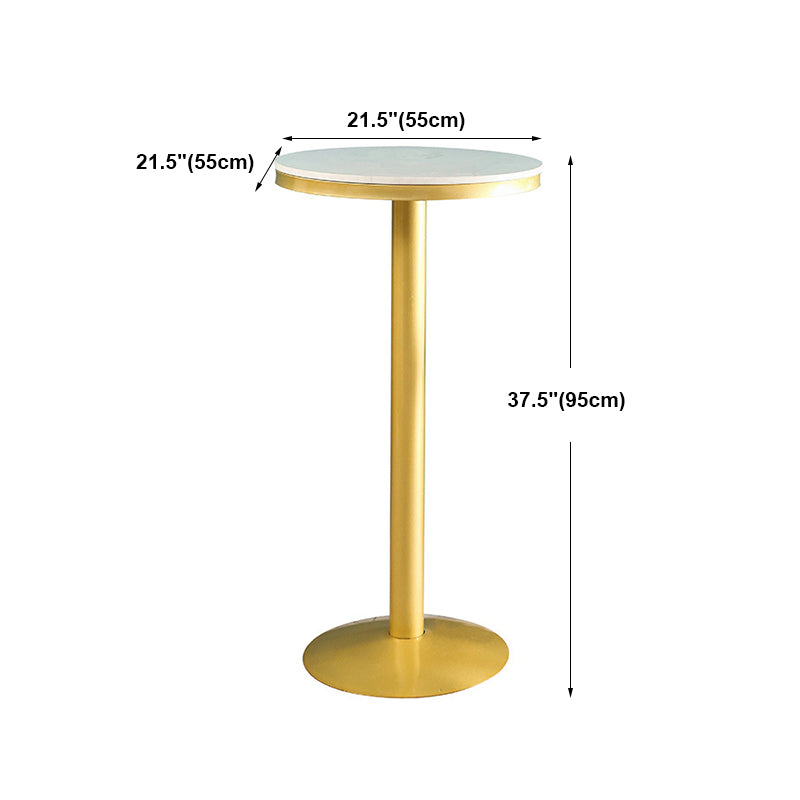 Glam Round Faux Marble Bistro Table Indoor Gold Iron Bar eettafel met enkel voetstuk