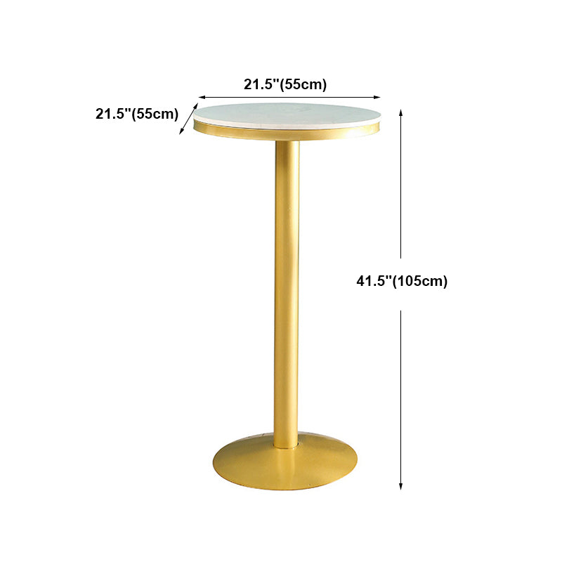 Glam Round Faux Marble Bistro Table Indoor Gold Iron Bar eettafel met enkel voetstuk