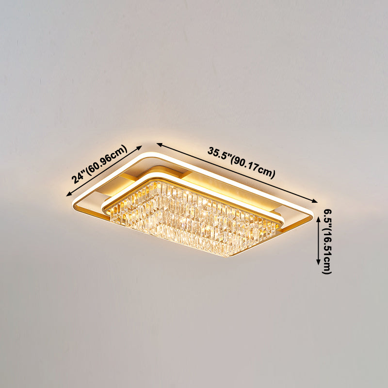 Moderne eenvoudige geometrie vorm plafondlamp ijzer kristal LED inbouw voor woonkamer