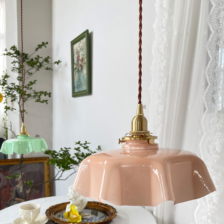 1-Lichtblumen-Hanglampe-Lampe-Vintage-Glasanhänger Licht für Esszimmer