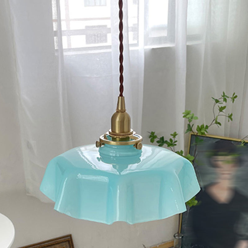 1-lichte bloemhangende lampkit vintage glazen hanglamp voor eetkamer