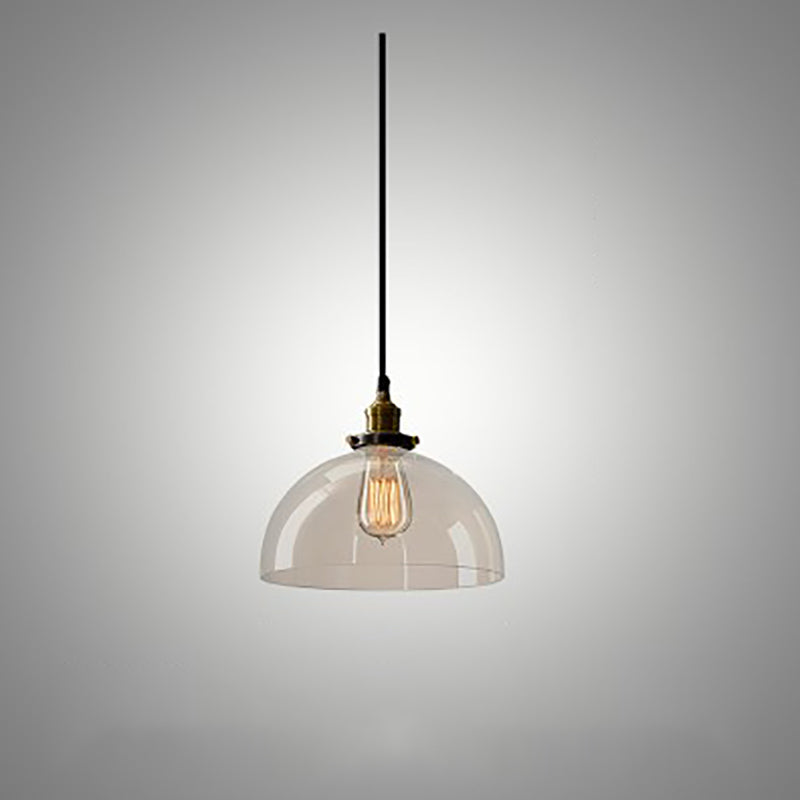 Single-Bulb Glass Pendant Lamp Industrial Geometric Bedroom Suspension Light