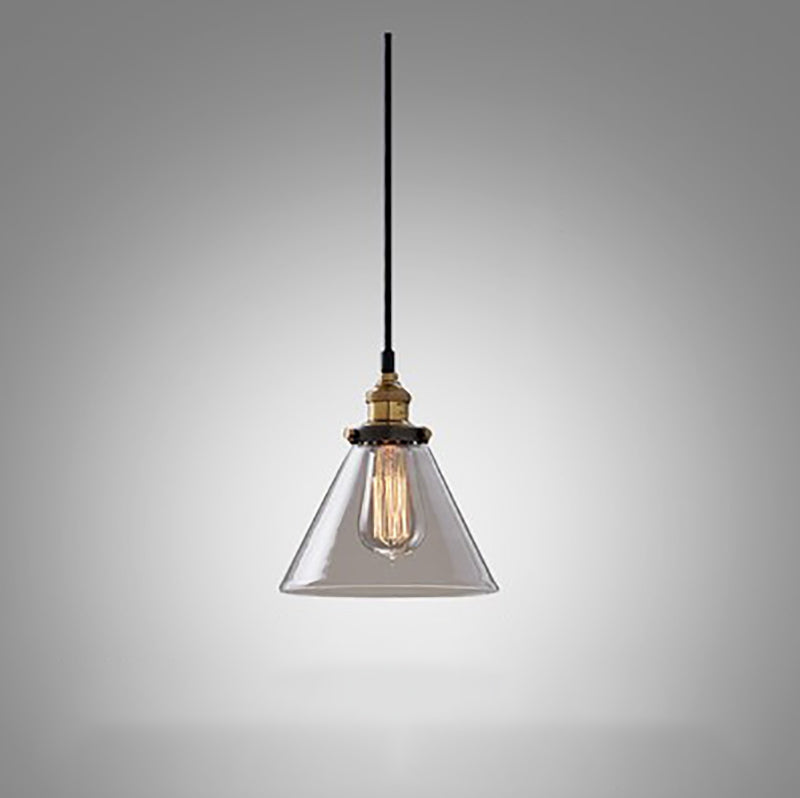 Single-Bulb Glass Pendant Lamp Industrial Geometric Bedroom Suspension Light