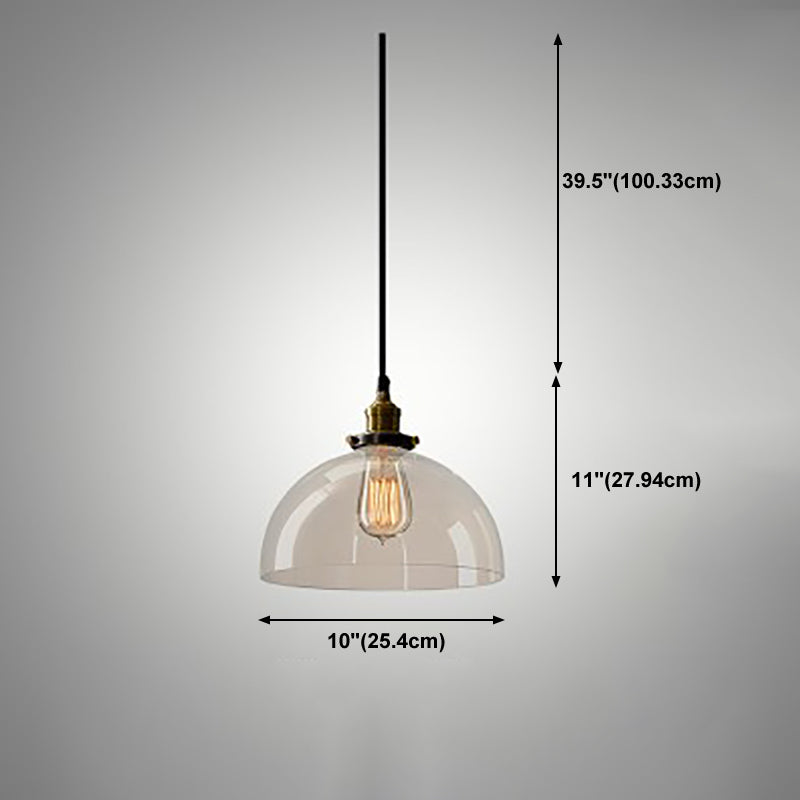 Single-Bulb Glass Pendant Lamp Industrial Geometric Bedroom Suspension Light