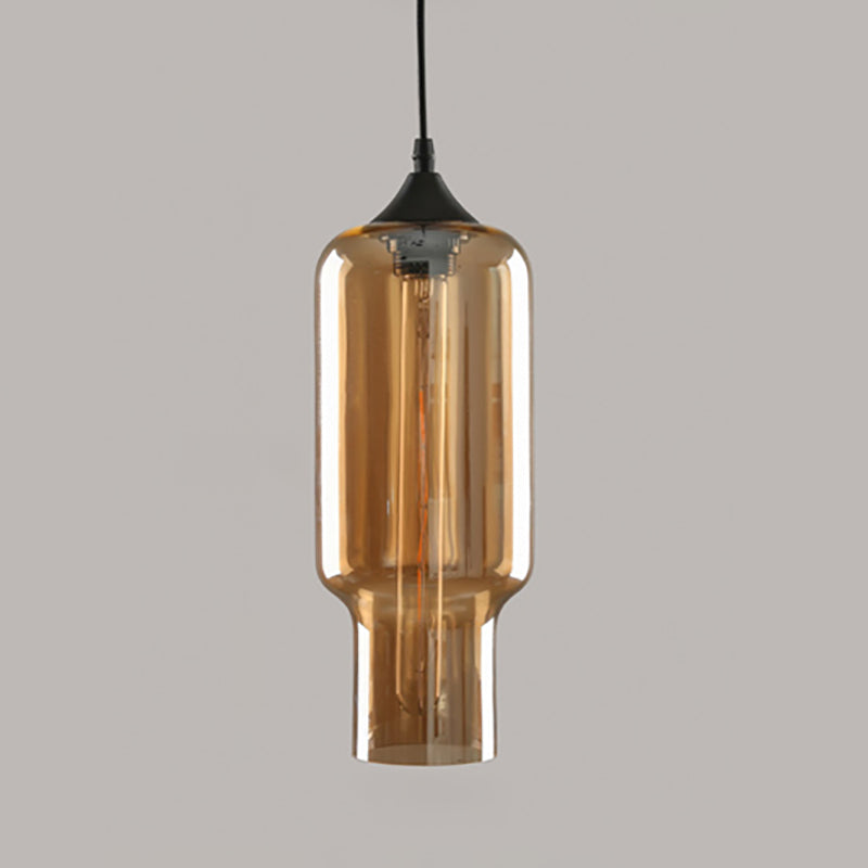 Illuminazione a sospensione in vetro ambra lampada a sospensione industriale geometrica