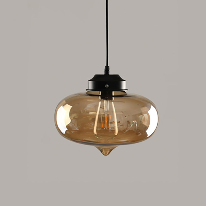 Amber Glass Hanglampverlichting Geometrische industriële suspensielamp met 1 licht