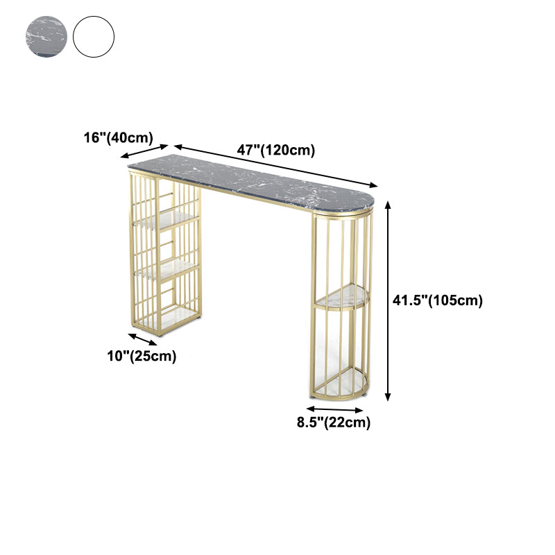 Glam Gold Iron Bar Table Faux Marble Specialty Top 41.3"H Bistro Table with Storage