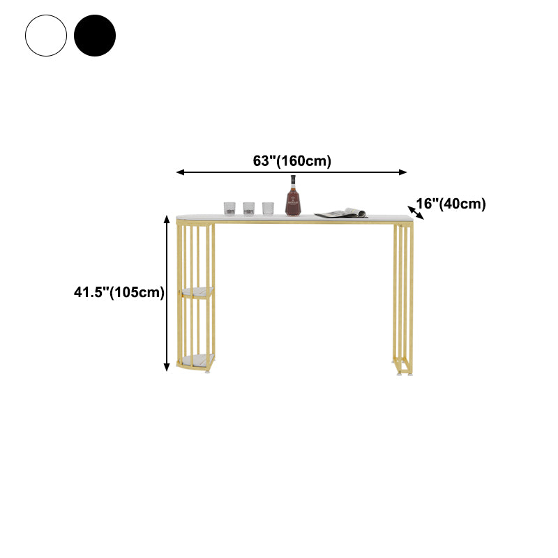 Gorgeous Bar Table Stone Top Gold Base Pub Table with Shelf for Living Room, Only Table
